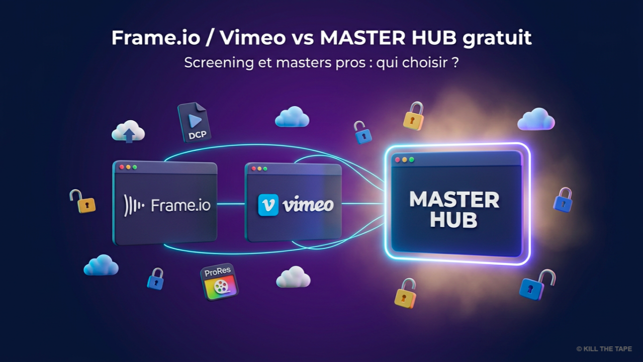 Frame.io / Vimeo vs MASTER HUB gratuit : screening et masters pros, qui choisir ?